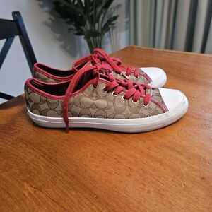 Coach Sneakers with Red and Brown Design